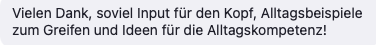Feedback einer Teilnehmerin zum Lehrgang