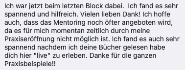 Feedback einer Teilnehmerin zum Lehrgang
