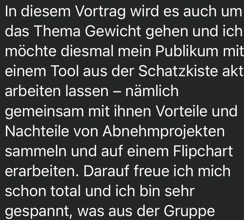 Nachricht einer Teilnehmerin aus der Gruppe