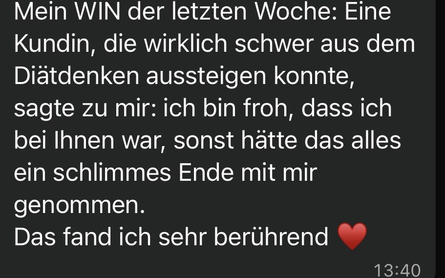 Nachricht einer Teilnehmerin aus der Gruppe