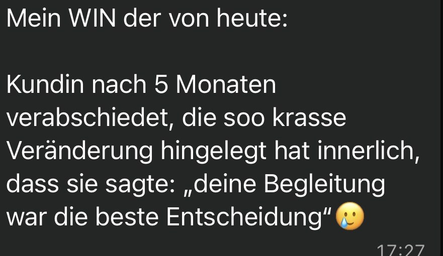 Nachricht einer Teilnehmerin aus der Gruppe