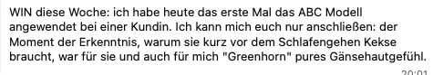 Nachricht einer Teilnehmerin aus der Gruppe