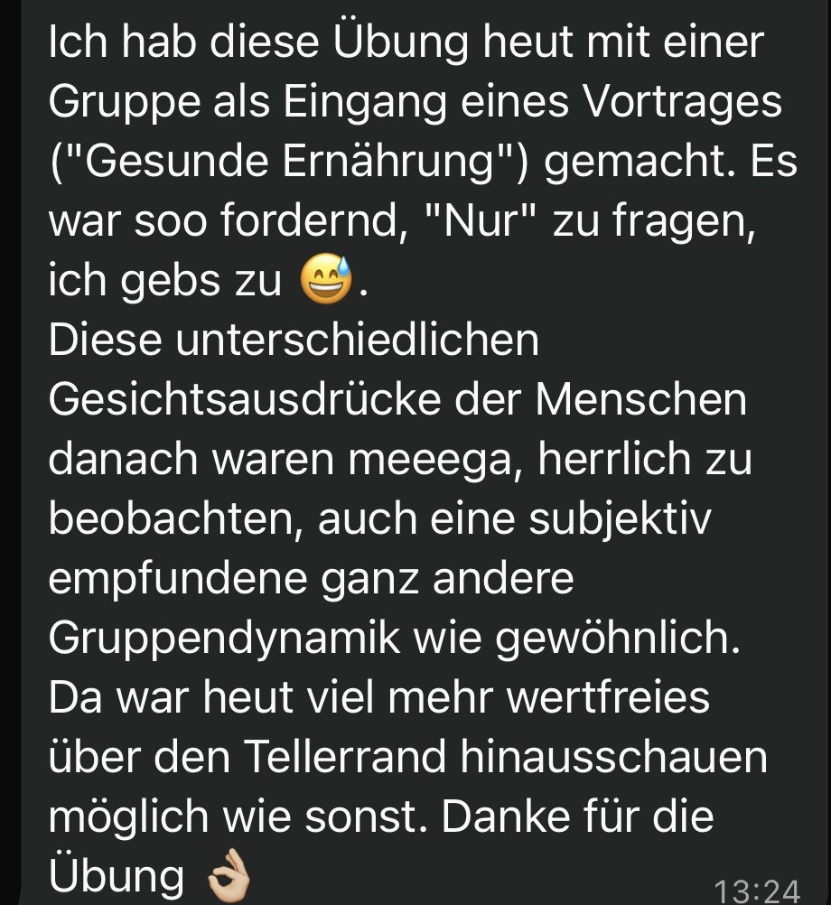 Nachricht einer Teilnehmerin aus der Gruppe