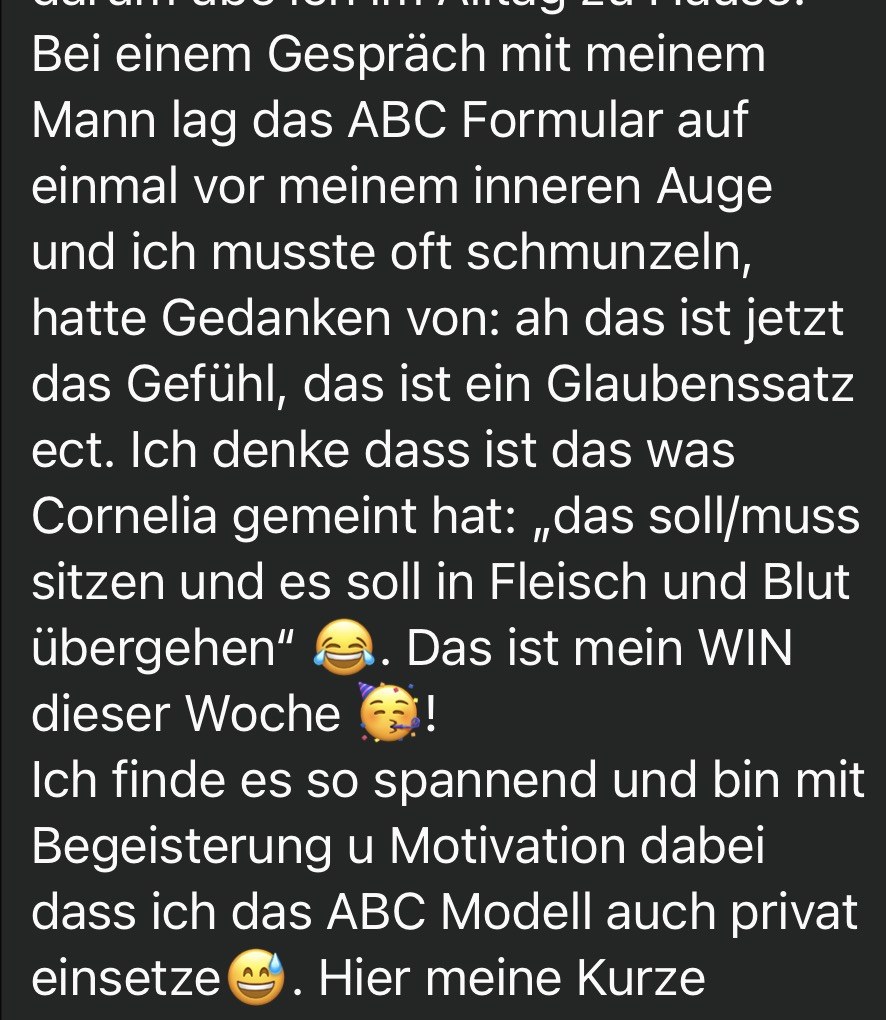 Nachricht einer Teilnehmerin aus der Gruppe