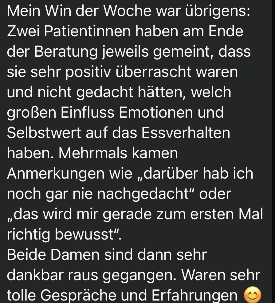 Nachricht einer Teilnehmerin aus der Gruppe